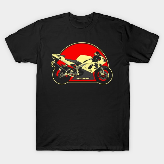 1998 Yamaha YZF-R1 Retro Red Circle Motorcycle T-Shirt by Skye Bahringer